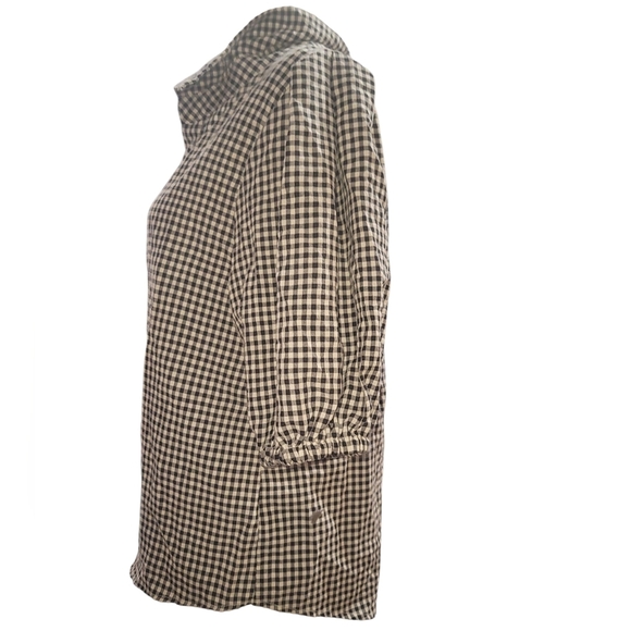Heroes and Dreamers black white gingham checkered button front blouse top small - Picture 4 of 5